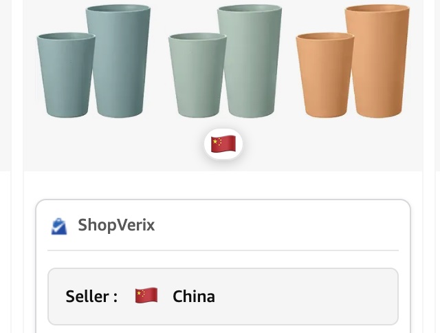 ShopVerix showing seller country information on Amazon product page